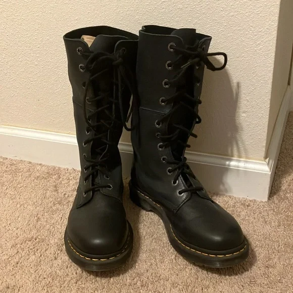 Dr. Martens Hazil Black Combat Boots - Picture 1 of 7